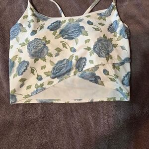 Soybu Blue and White Floral Crop Top